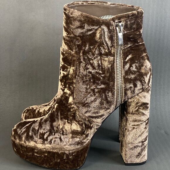 GIANNI BINI Didier Velvet Platform Block Heel Booties Size 7.5 new - Picture 5 of 11